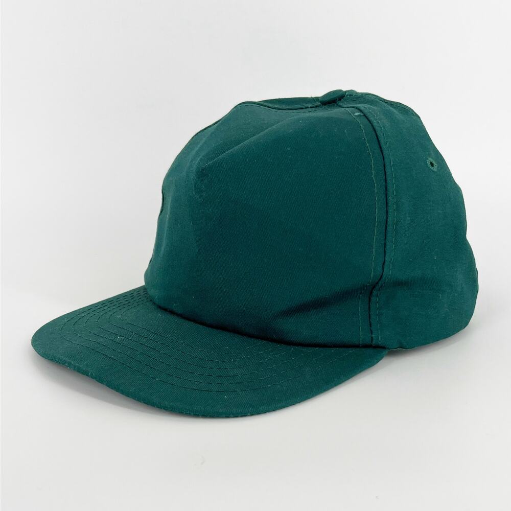 90s blank dark green snap back hat 1990s vintage - Picture 3 of 6